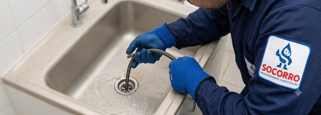 Profissional realizando Desentupimento de Esgoto, Pias, Ralos e Vasos Sanitários em Barra Velha