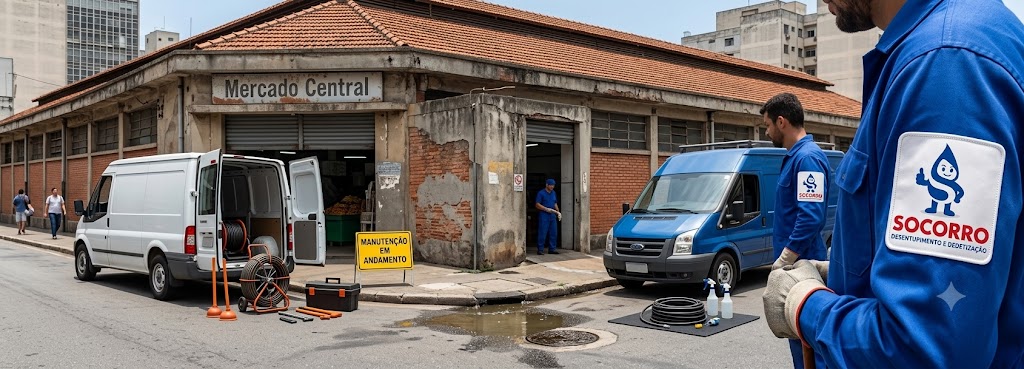 Profissional realizando Desentupimento e Manutenção Preventiva para Comércios e Empresas em Barra Velha